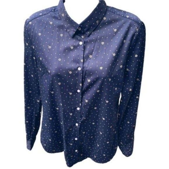 Aquamar Button Down Shirt Navy Blue Fitted Body Size S - Picture 3 of 4